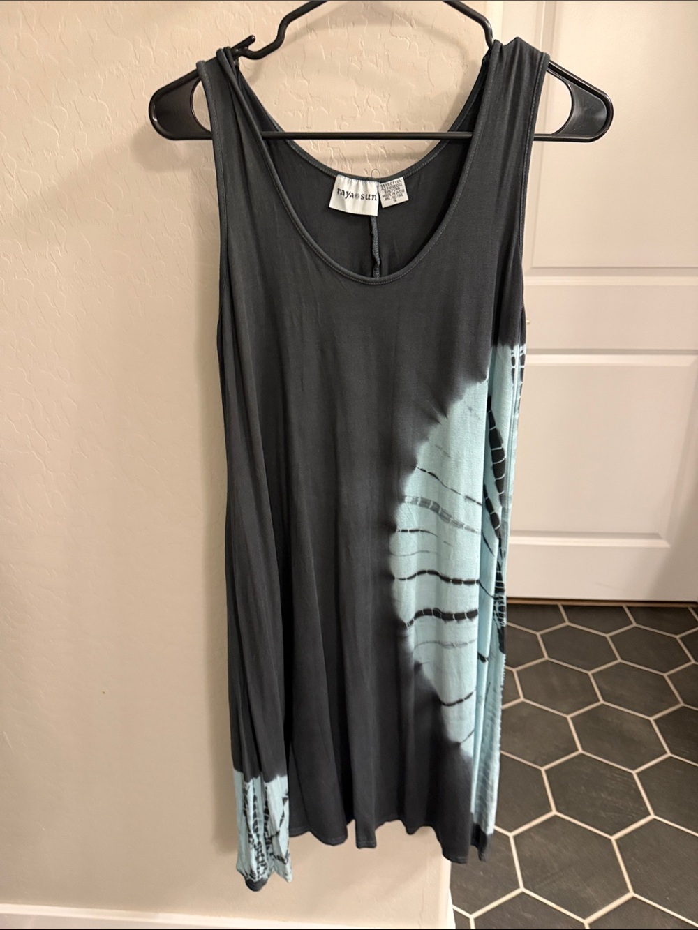 Bay Studio Charcoal & Teal Tie-Dye Sleeveless Flowy Swim Cover Up